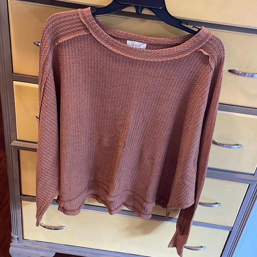 La Miel Waffle Knit Top Size Large